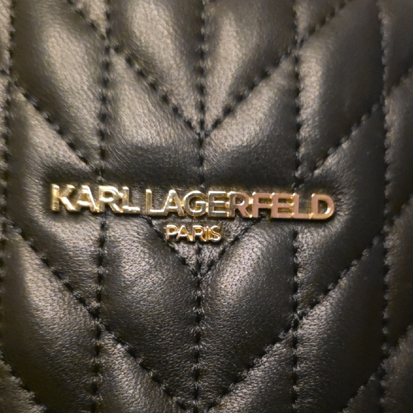 Karl Lagerfeld Black Quilted Shoulder Bag with Gold Chain - Picture 3 of 9